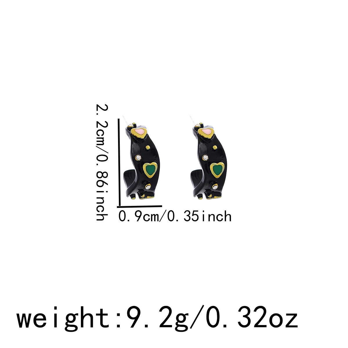 Unique Enamel Heart Earrings – French Vintage with Elegant Circular Design - Zariah's