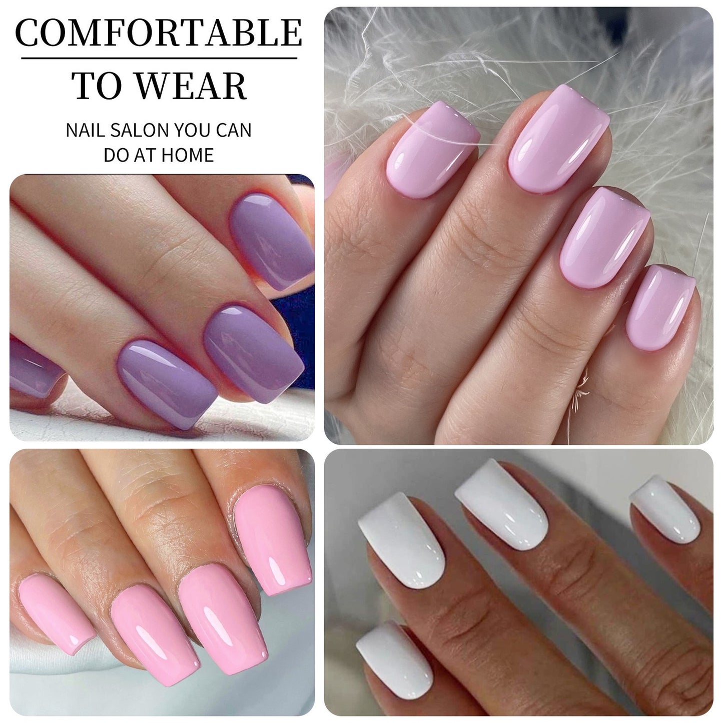 96-Piece Medium-Length Press-On Nails, Pink, White, Purple, Light Purple – DIY Essential! - Zariah's