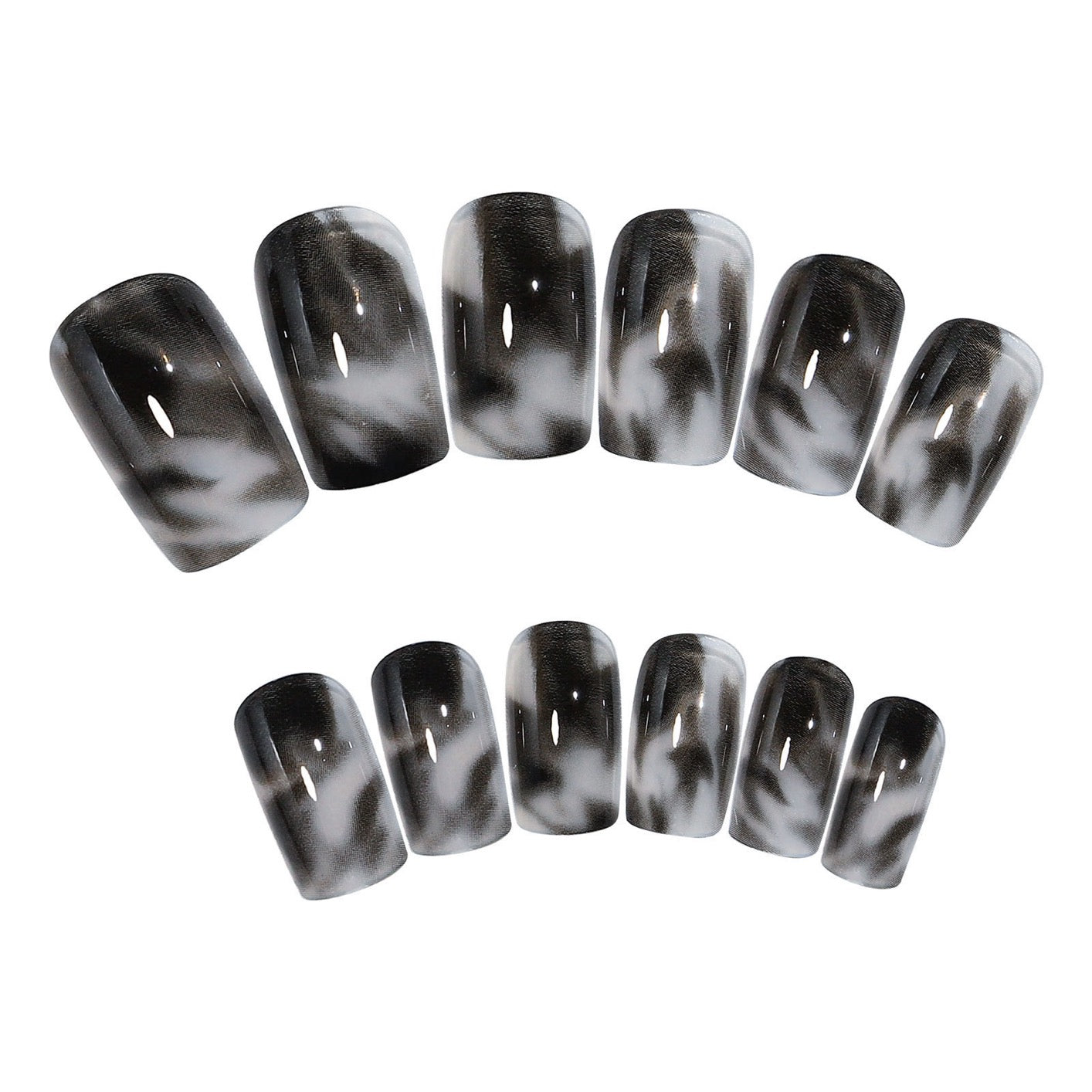 24-Piece Medium-Long Black Ombre Press-On Nail Set – Includes Application Tools - Zariah's