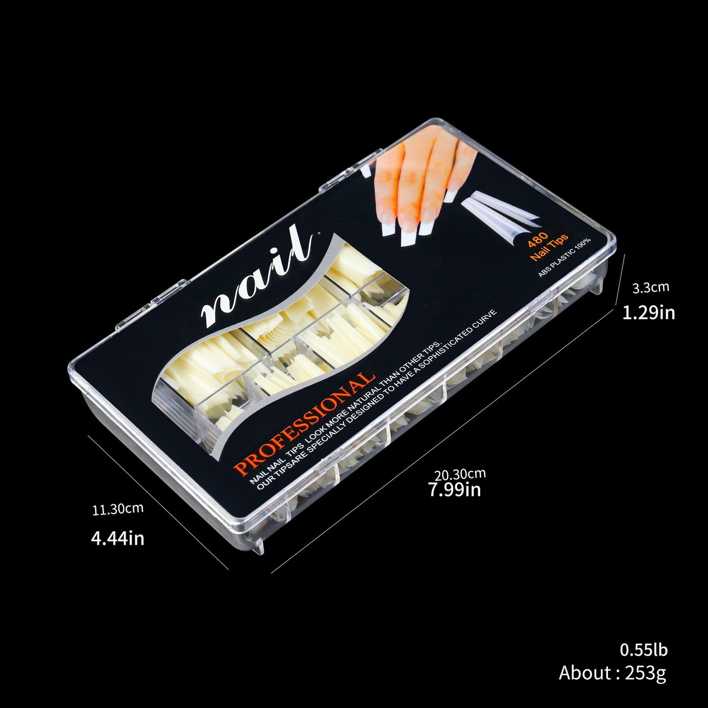 400片盒装半贴甲片 - DIY美甲必备单品,透明色水管甲设计,多种长宽规格可选,轻松打造自然持久美甲。 - Zariah's