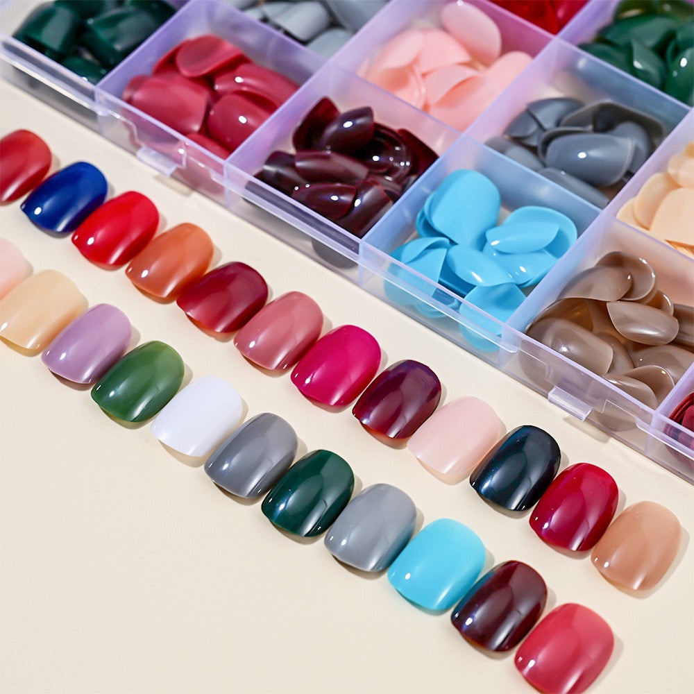 578-Piece Short Press-On Nail Set – 24 Colors with Jelly Glue & Nail File - Zariah's