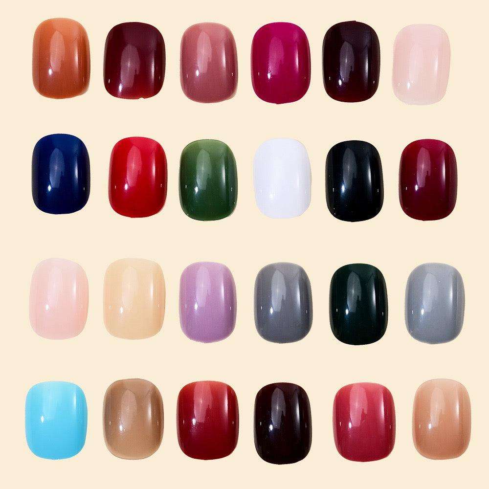 578-Piece Short Press-On Nail Set – 24 Colors with Jelly Glue & Nail File - Zariah's