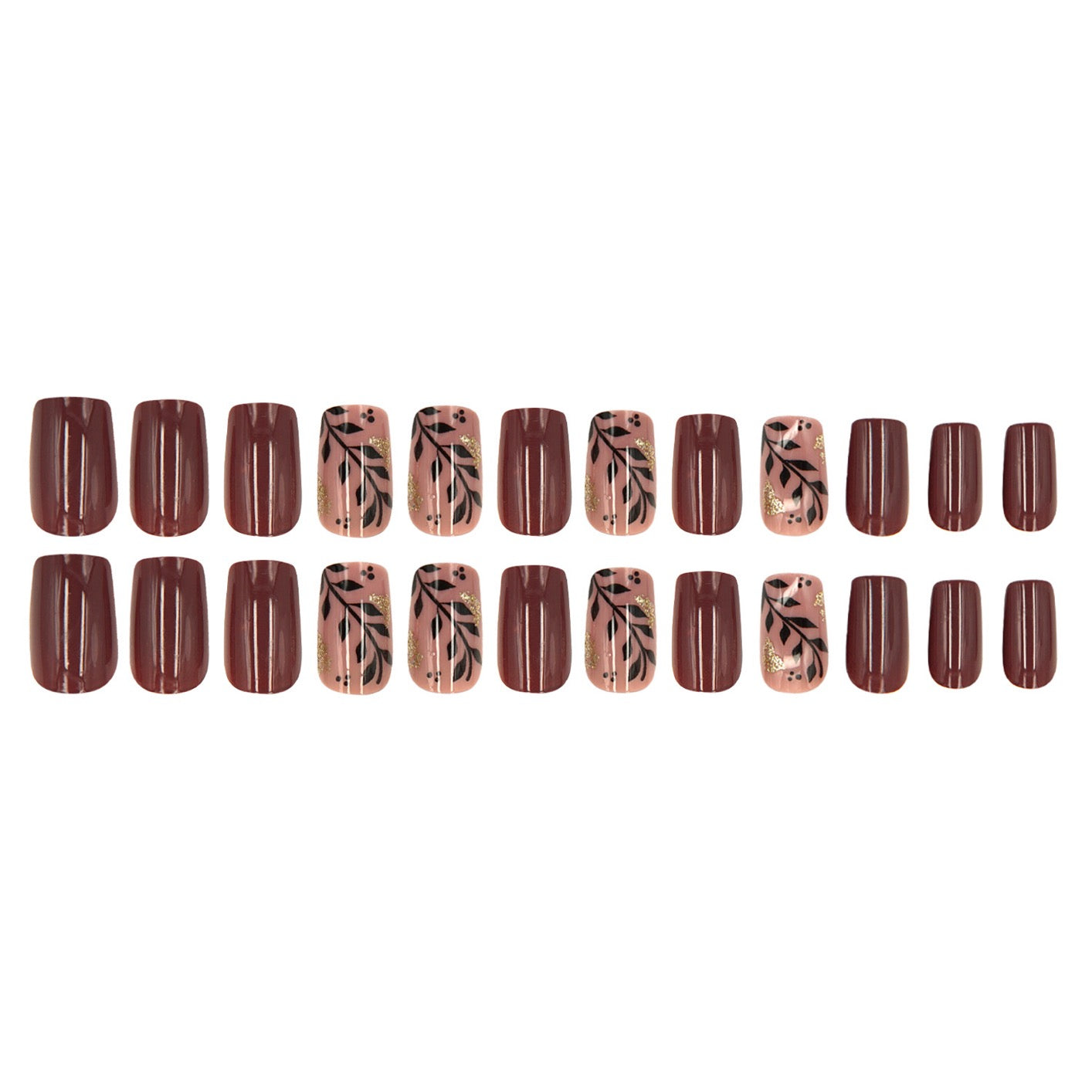 26-Piece Short Press-On Nail Set – Elegant Floral Design with Tools - Zariah's
